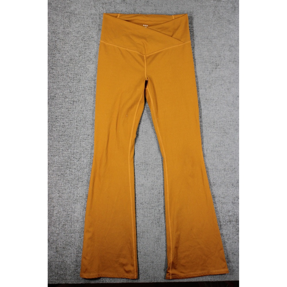 DSG Womens Crossover Waist Flare Leggings Mustard Yellow Yoga Pants Size M